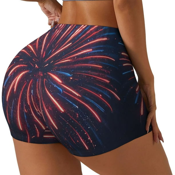 Fotbe Fireworks3 Shorts Sin Costuras – Shorts Deportivos de Cintura Alta para Mujer, Elásticos para Gimnasio, Yoga, Running o Ciclismo-Medium