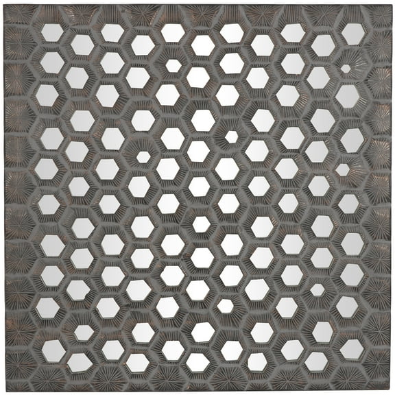 DecMode Gray Wooden Handmade Inspired Coral Wall Decor with Mirror Backing