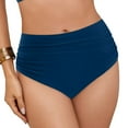 thumbnail image 3 of BOBOGOJP Women's High Waisted Bikini Bottom Tummy Control Ruched Bathing Suit Swim Bottom Blue for Size L, 3 of 9