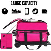 WOLT | Double Roller Bowling Bag for 2 Balls - Retractable Handle 40, Pink