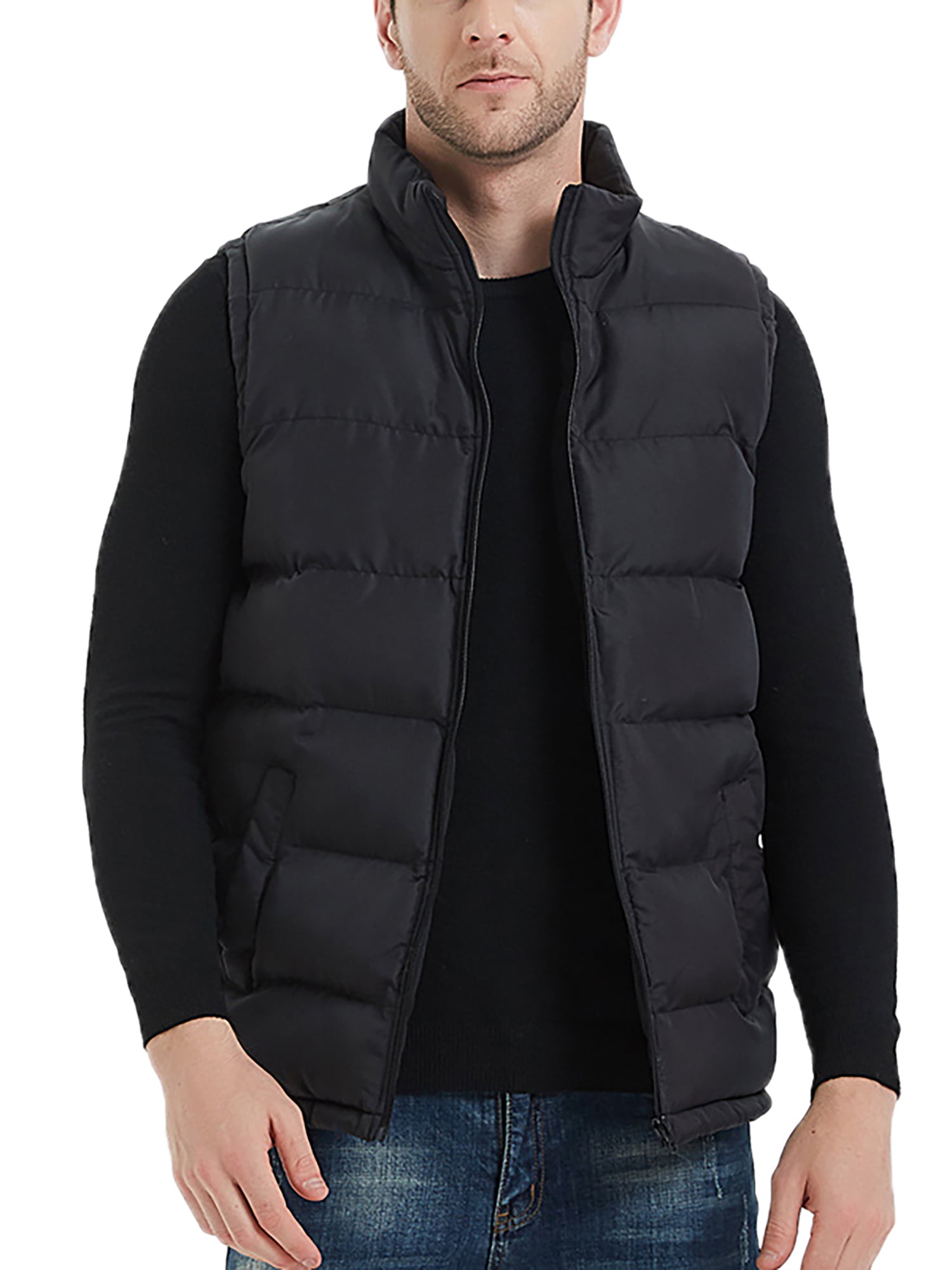 Flygo Mens Puffer Vest Winter Padded Vests Lightweight Stand Collar  Sleeveless Jacket Outerwear(Black-XS) at  Men's Clothing store