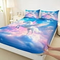 thumbnail image 3 of Homewish Fairy Tale Castle Bed Sheets,Cartoon Animal Unicorn King Sheets,Pink White Blue Sheet Set For Princess,Microfiber Bedroom Decor,4pcs, 3 of 7