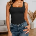 thumbnail image 2 of Razzly Women's Seamless Square Neck Compression Tank Top Shirt For Shapewear And Workout Knit Top Women And Top Women Workout Set 2x Tops Cropped Exercise Top L Top And Shorts Set for Women(Black,M), 2 of 5