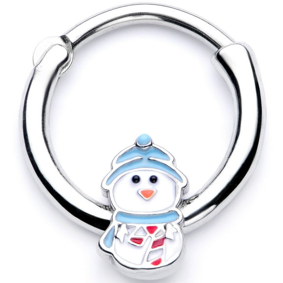 Body Candy Womens 16G 316L Steel Septum Holiday Snowman Daith Tragus Nose Ring Cartilage Clicker 3/8"