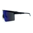 thumbnail image 5 of Mens 80s Vibe Color Mirror Rimless Oversized Shield Sport Sunglasses [Black Blue - Blue Mirror], 5 of 7