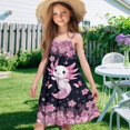 thumbnail image 3 of Uourmeti Girls Summer Dresses Cute Rabbit Swing Dress for Girls 7-8T Soft Spaghetti Straps A-Line Tiered Dresses Kids Princess Sundress, 3 of 7