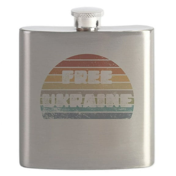 CafePress - Free Ukraine - Stainless Steel Flask, 6oz Drinking Flask