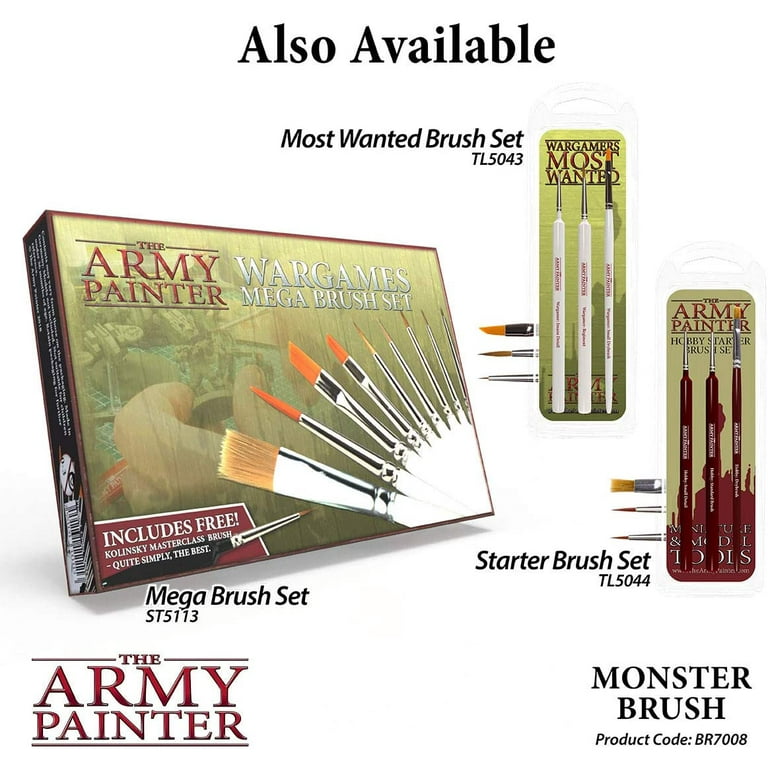  The Army Painter Most Wanted Brush Set and Paint Set, Miniature  Small Paint Brush Set of 3 Acrylic Paint Brushes, Miniature Painting Kit  with 100 Rustproof Mixing Balls & 60 Nontoxic