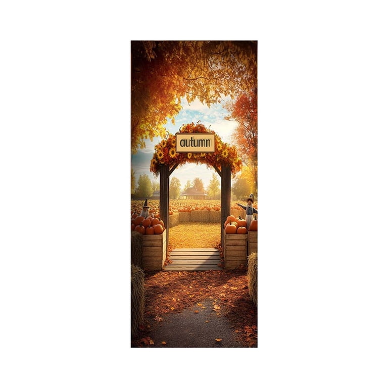 Fancy Land Fall Harvest Door Cover Decoration - 78" X 35.4" Autumn Thanksgiving Banner For Classroom, School, Party