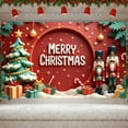 thumbnail image 4 of Red Theme Christmas Banner Christmas Tree Design Merry Christmas Banner Nutcracker Decor Gold Star Xmas Banner for Christmas Party Holiday Decoration Indoor Celebration, 4 of 9