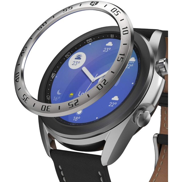Ringke Coiffure de Lunette pour Galaxy Watch 3 41mm Étui Adhésive Anti-Rayures Protection en Acier Inoxydable