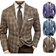 thumbnail image 2 of guisaled Mens Plaid Blazer Sport Coats Jackets Slim Fit Lightweight Checkered Blazers One Button Notched Lapel Business Casual Jackets, 2 of 3