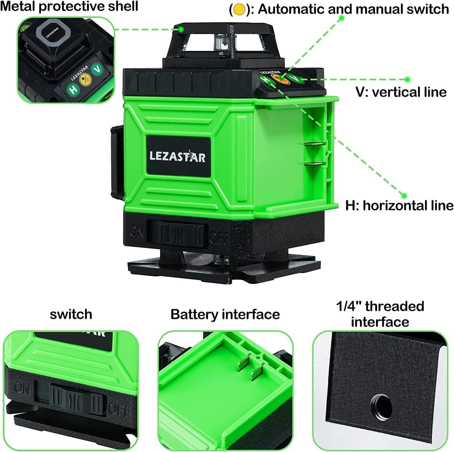16 Line Laser Level,Laser Level 360 Self Leveling with Remote,Lazer Level with Controller 2 Rechargeable Battery Magnetic Rotating Stand Hard Case for Picture Hanging/Construction/Tiling Floor