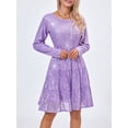 thumbnail image 3 of Diconna Robe Courte à Paillettes pour Femme, Paillettes, Manches Longues, Couleur Unie, Robe à Étages, Robe Babydoll Ample, 3 of 8