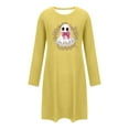 thumbnail image 5 of ZQUUVOU Cotton Nightgown for Women Cute Printed Long Sleeved Sleepdress Crew Neck Loose Comfortable Short Nightgown Yellow, 5 of 5