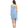 thumbnail image 3 of ZDHoor Womens Asymmetric Metallic Lyrical Praise Dance Costume Color Block Overlay Dress Light Blue-A L, 3 of 6