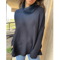 thumbnail image 6 of Women's Oversized Turtleneck Batwing Sleeve Spilt Casual Loose Knit Tunic Pullover Sweater Tops \ Fall Outfits, 6 of 6