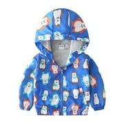 BJYX Toddler Boy Cartoon Animal Print Hooded Jacket