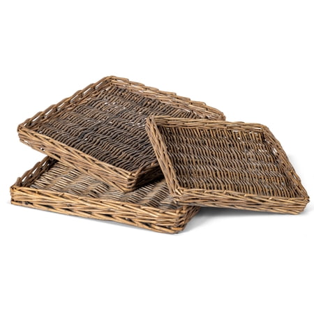 Gerson Set of Three Square Assorted Size Willow Trays