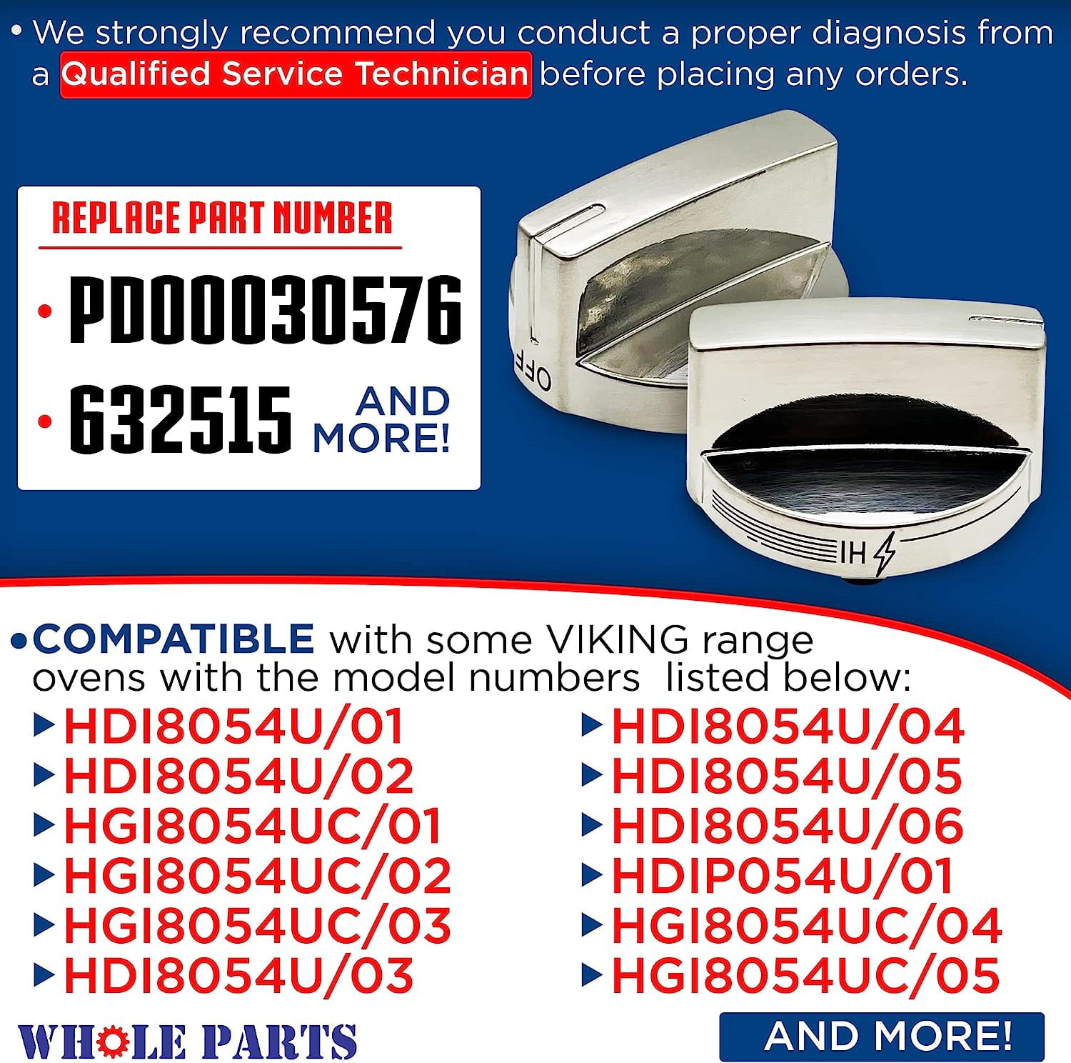 Whole Parts 00632515 Range Knob - Replacement and Compatible with Some Bosch Ranges - 2 Yr Warranty