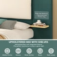 thumbnail image 3 of Harper & Bright Designs Queen Size Platform Bed with Upholstered Headboard, Queen Wooden Bedframe with Anti-Collision Soft Rounded Corners, Green, 3 of 9