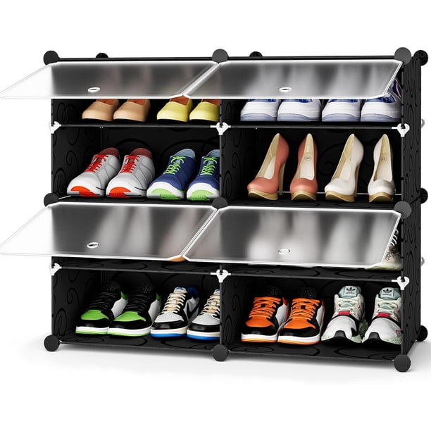 Zapatera de 6 niveles, gabinete con estantes de plástico para 24 pares de zapatos, organizador para clóset, pasillo, dormitorio, entrada