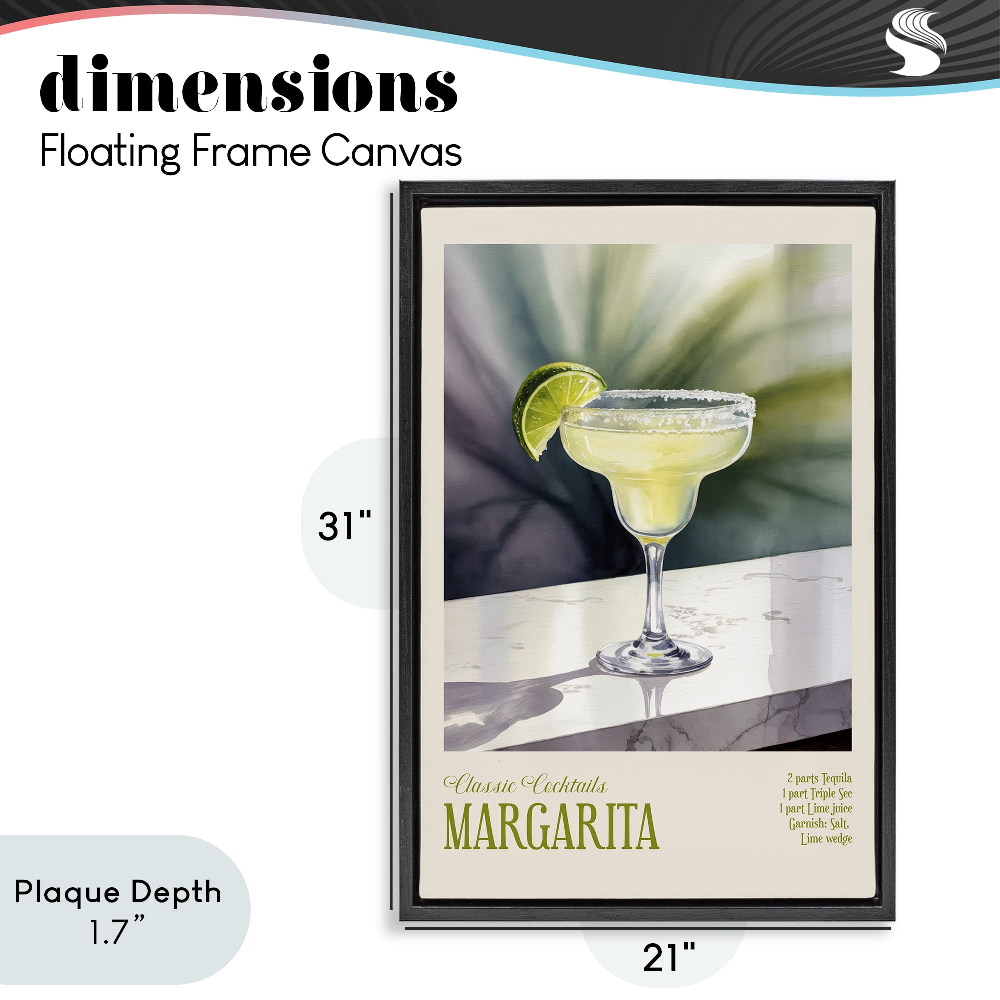 Stupell Industries Margarita on Marble Black Framed Floater Canvas Wall Art, design by Andreas Magnusson