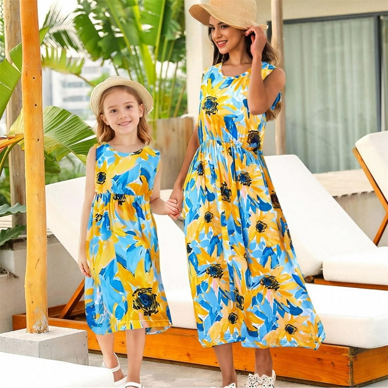 mother daughter beach dresses Summer Mother-Daughter Beach Floral Dresses – HER SHOP