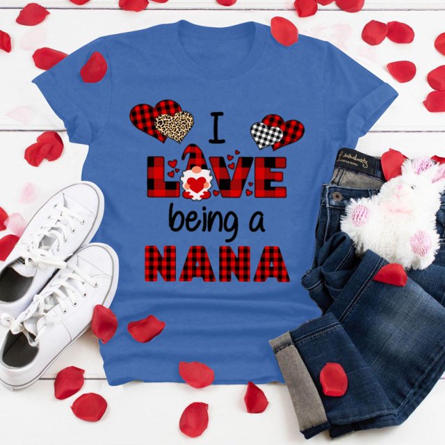 Hauts d'Entraînement d'Été Grande Taille Femmes Grande Taille Manches Courtes Imprimé 3D Amour Col Rond Hauts Tee T-Shirt Blouse Col en V T-Shirt Femmes en Liquidation