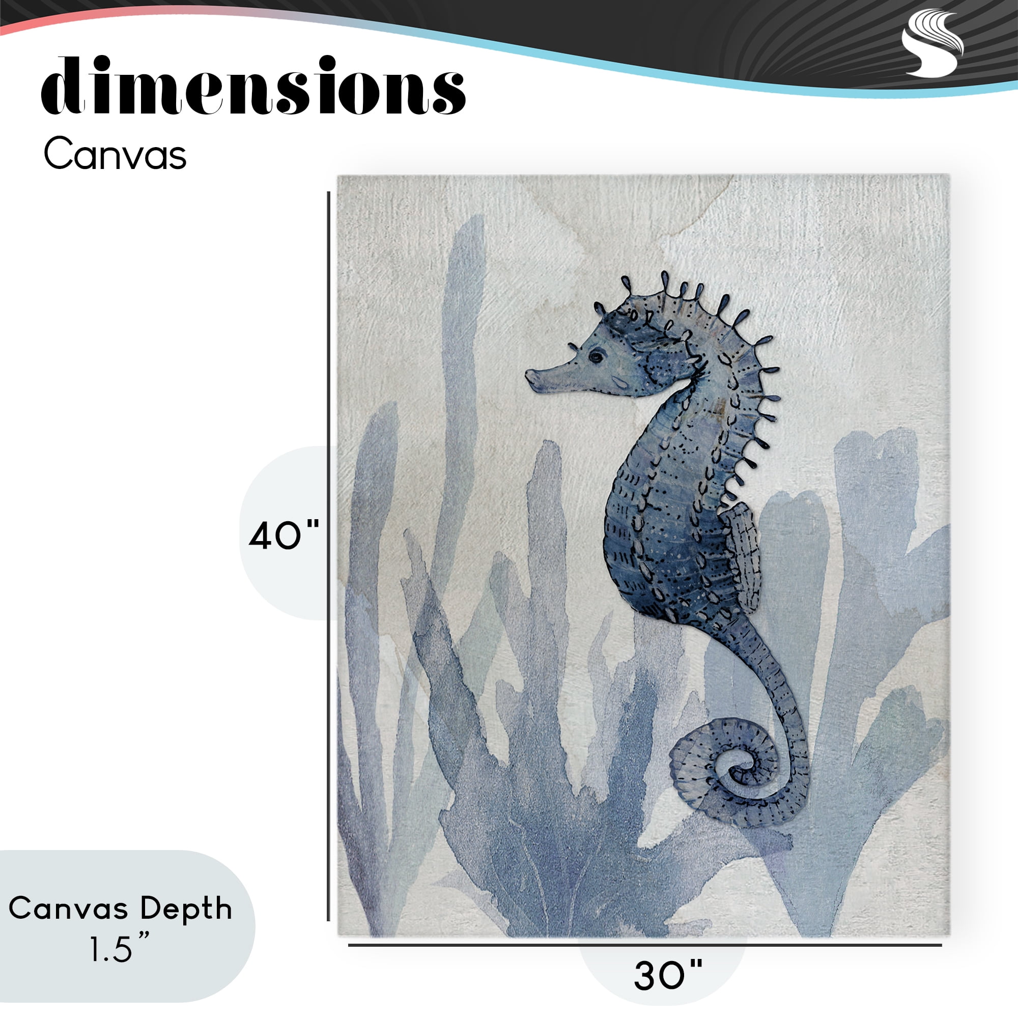 Stupell Industries Organic Seaweed & Seahorse Canvas Wall Art, design by Susan Jill