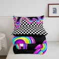 thumbnail image 5 of Manfei Modern Plaid King Size Comforter Sets,Lovely Stars Comforters King Size,Black Pink Blue,Black Reversible,3 Pieces,1 Comforter and 2 Pillowcases,3 Pieces,1 Comforter and 2 Pillowcases, 5 of 7