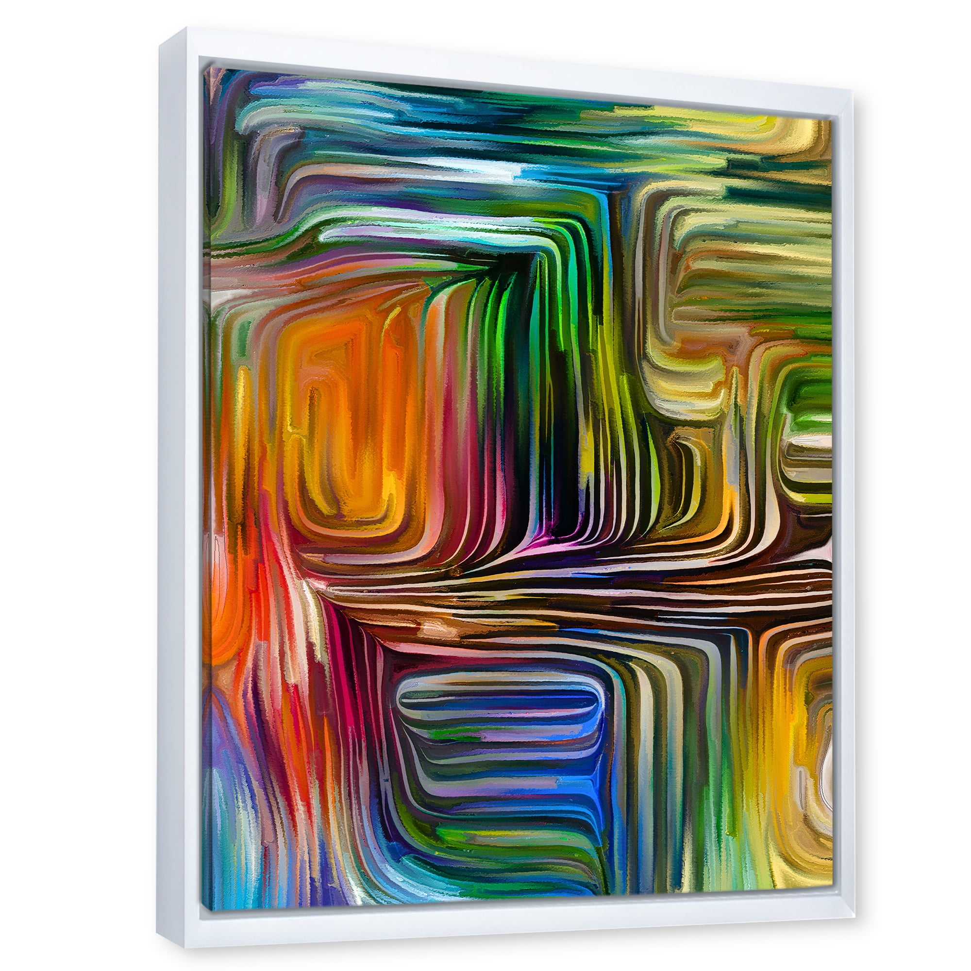 Designart 'Colour Spiral Fusion III' Modern Framed Canvas Wall Art Print