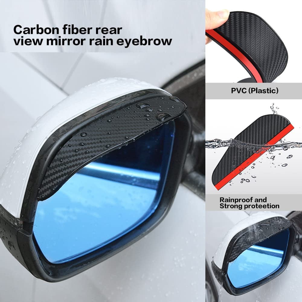 2pcs Rearview Mirror Rain Shield Smoke Shield Universal Carbon Fiber Side Mirror  Rain Eyebrow For Cars Rear View Mirror Cover Accessories (carbon Fibe