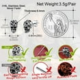 thumbnail image 5 of FaithHeart Skull Earrings for Men Stainless Steel Punk Stud Earrings Gothic Skeleton Halloween Jewelry Gift for Dad Fathers Day, 5 of 10