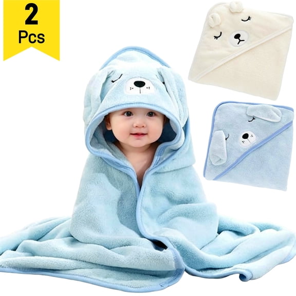 2 Pack Hooded Baby Towels - Premium Ultra Soft Organic Baby Bath Towel – Absorbent and Hypoallergenic Towels for Baby Boy Girl, Toddler, Newborn Essentials