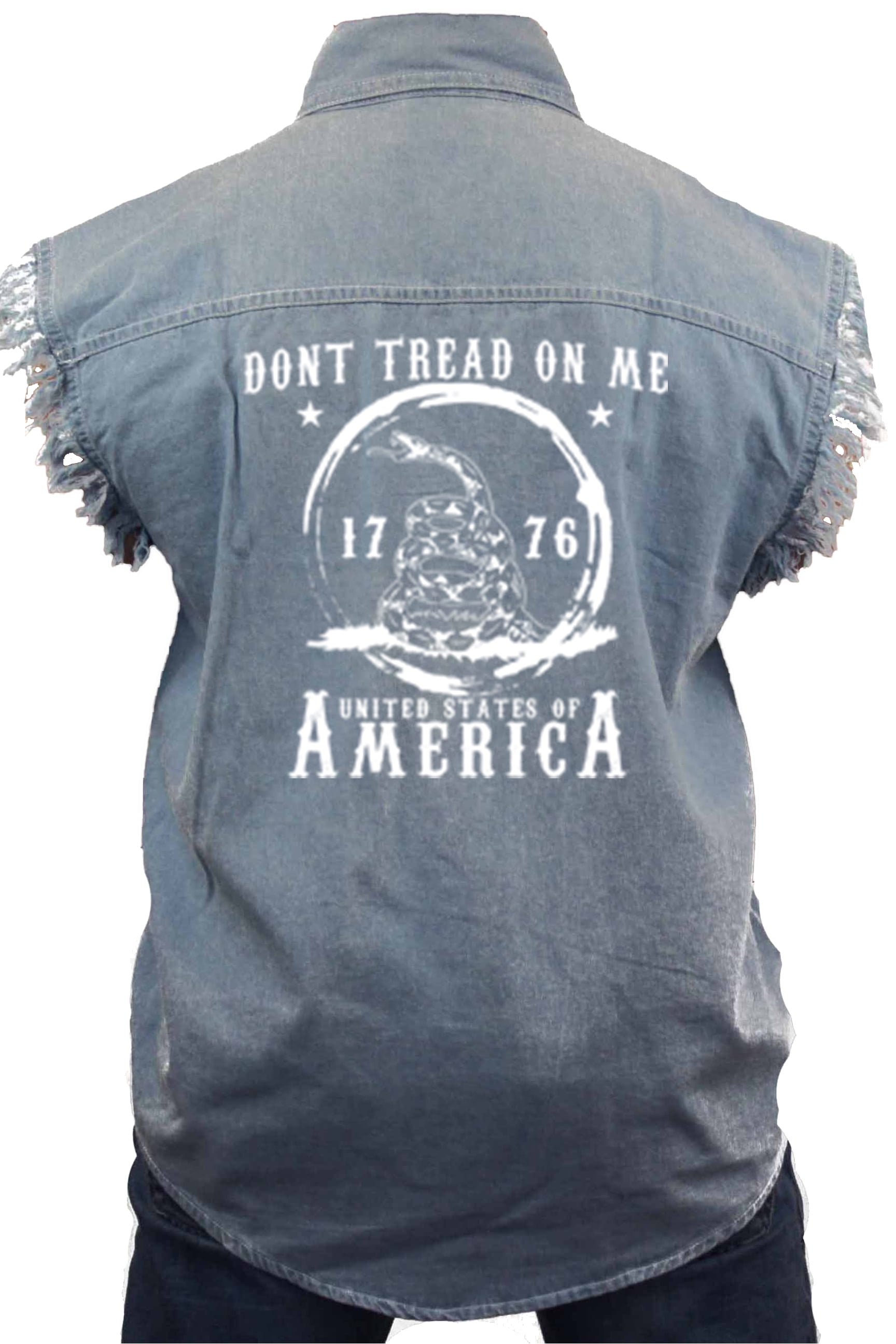 Men's Sleeveless Denim Shirt Dont Tread On Me USA Of America - Walmart.com - Walmart.com