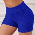 thumbnail image 4 of Audhol Yoga Shorts for Women Women Athletic Active Yoga Short Shorts Booty Shorts Mini Hot Pants Sport Leggings Activewear Workout Sweat Running Shorts with Pockets Women Workout Shorts Blue L, 4 of 6