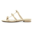 thumbnail image 2 of XYD Women Round Open Toe Strappy Flat Sandal Multi Bowknot T-Bar Slip On Low Heel Summer Daily Shoes Size 7 Beige, 2 of 4