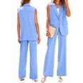 thumbnail image 2 of Conjuntos de 2 Piezas para Mujer: Chaleco Sin Mangas y Pantalón , Conjunto de Blazer Informal de Negocios. Azul XL, 2 of 7