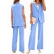 thumbnail image 2 of Conjuntos de 2 Piezas para Mujer: Chaleco Sin Mangas y Pantalón , Conjunto de Blazer Informal de Negocios. Azul L, 2 of 7
