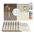 thumbnail image 1 of Mantel Individual Lavable Antideslizante 8 Piezas Color Caqui Enrejado, 1 of 8