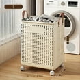 thumbnail image 4 of Foldable Cloth Basket Home Large Capacity With Wheels Easy Movement Balcony Bathroom Handle Dirty Cloth Basket Bins Containers Home Organization Shelf Baskets Laundry Hampers, 4 of 7