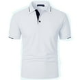 thumbnail image 4 of YLSDY Mens Casual Button Collared Shirts Collared Classic Button Basic Short Sleeve Cotton Pique Button Collared Shirt Stylish Golf Tops White XXL, 4 of 5