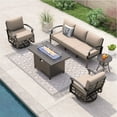 thumbnail image 4 of ALAULM Aluminum Patio Furniture Set with Propane Fire Pit Table 5-seat Metal Outdoor Furniture w/Fire Pit Patio Sectional Sofas w/5.1" Cushions for Patio, Backyard, Poolside-Black, 4 of 6