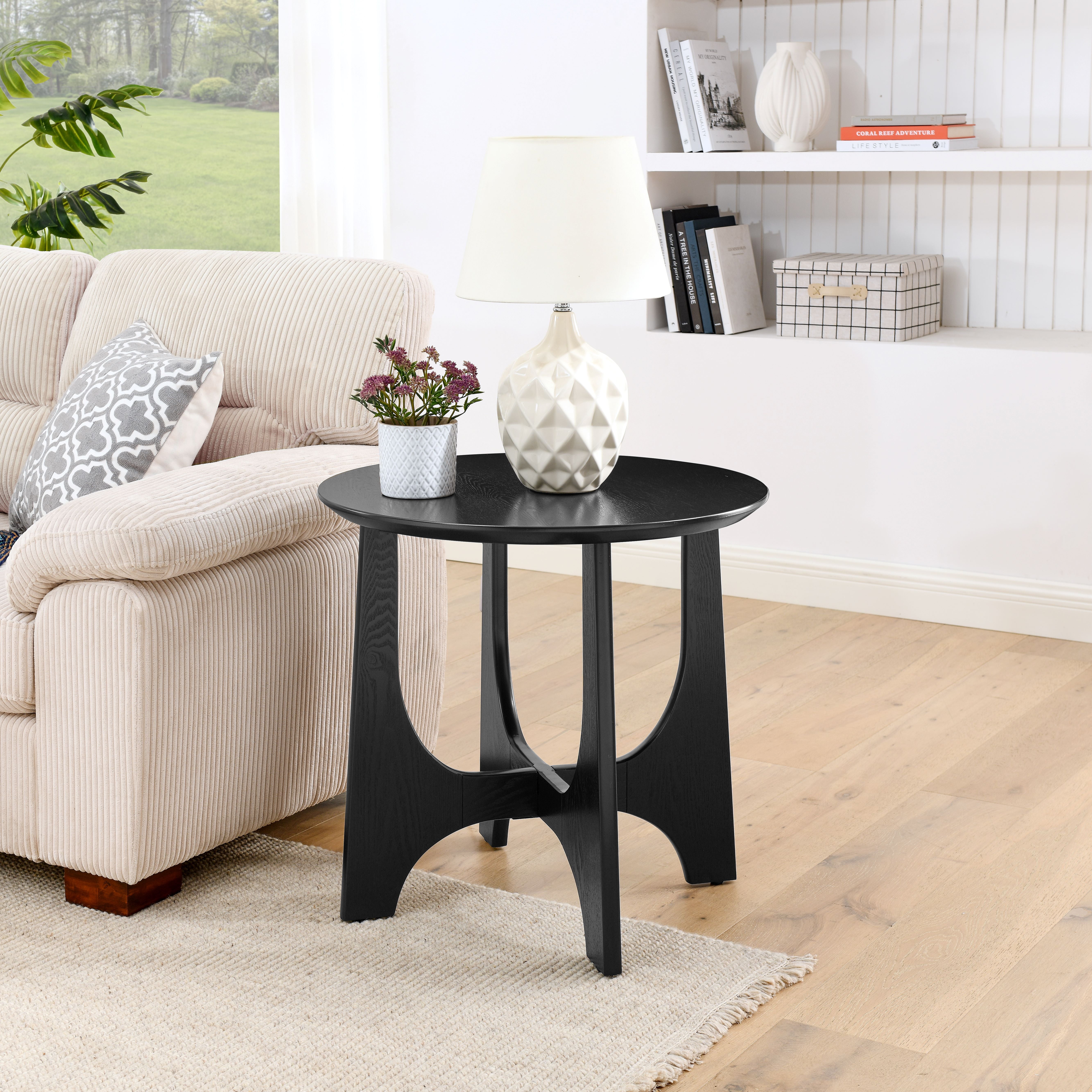 Modern Wood Round End Table, Freestanding Sofa Side Table Night Stand for Living Room Bedroom Office
