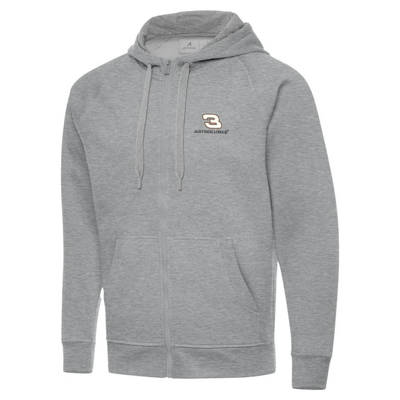 Men's-Antigua  Heather Gray Austin Dillon Victory Full-Zip Hoodie