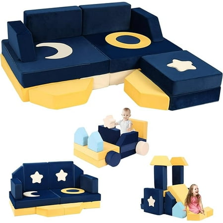 21PCS Modular Kids Play Couch - Universe Theme Toddler Couch Building Fort, Sofa Foam Couch Play Couch Set, Multifunctional Kids Sofa for Toddler to Teenagers, Playroom, Bedroom, Living Rooms