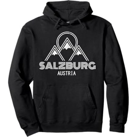 Salzburg Austria Retro Minimal Mountains Ski Souvenir Gift Pullover Hoodie