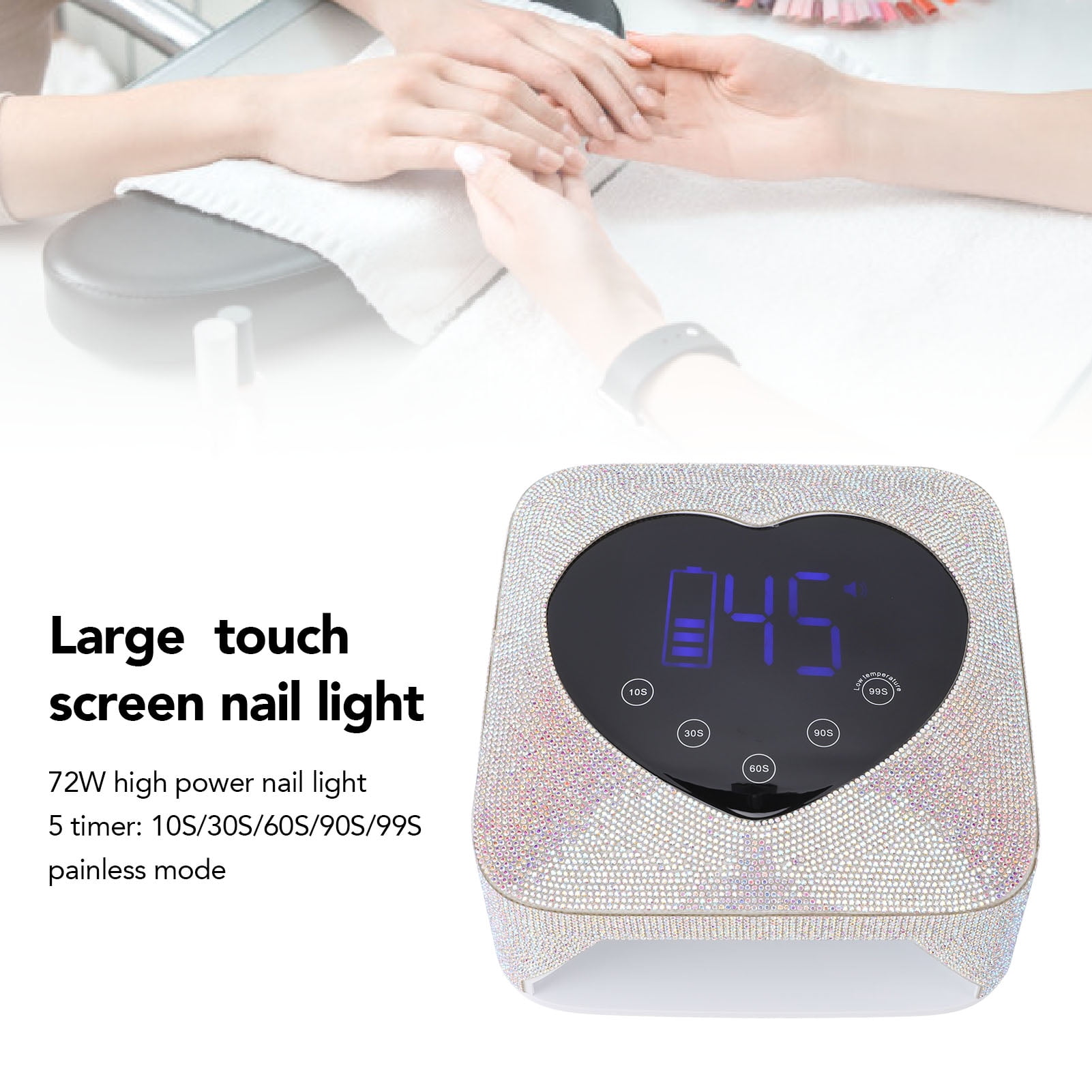 BIMZUC 72W LED UV Nail Lamp, 30 Light Chips 10S Fast Curing Nail Dryer with 5 Timer Settings, Premium Cordless Gel Nail Light Machine for Salon & Home, US Plug (8.27 in / 21 cm)