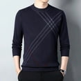 thumbnail image 5 of Pull Chaud pour Hommes d'Âge Moyen Automne Hiver Simple Tempérament Jacquard Uni Filetage Col Rond Haut Tricoté, 5 of 5